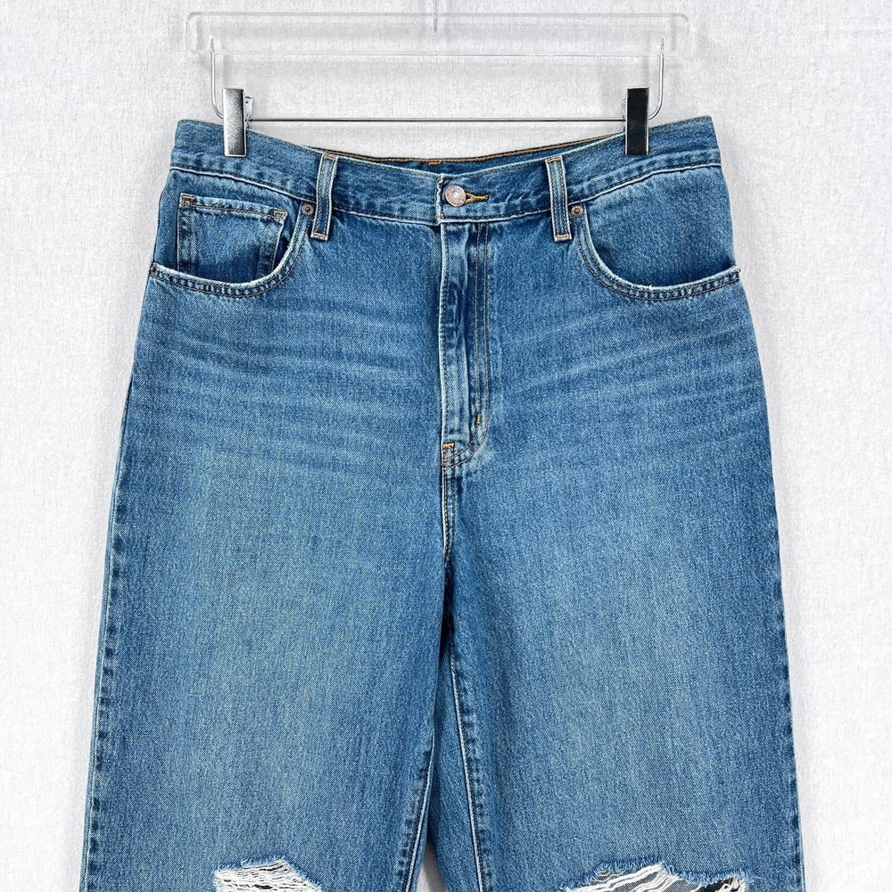 LEVIS High Waisted Straight Leg Jean Women 31 Blue Distressed Medium Wash Denim - Picture 3 of 16